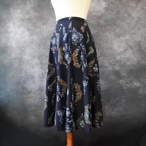 Vintage Handmade High Waist Fit & Flare Floral Skirt Size S